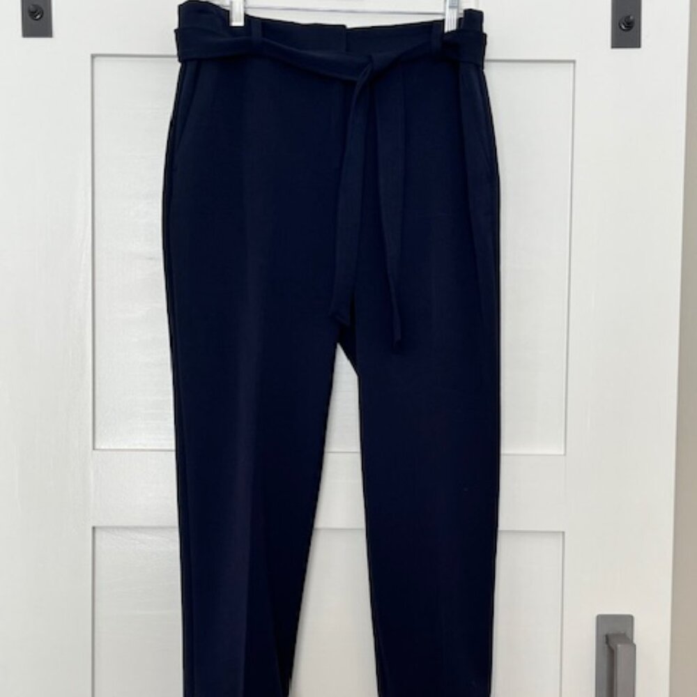 NWT LOFT Navy Blue Cuffed Ankle Length Pant w/ Tie Waist Belt